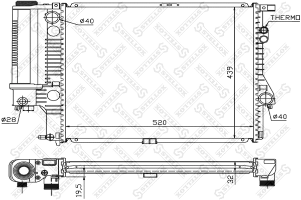 Radiator, engine cooling (10-25022-SX)