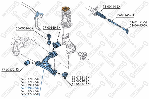 Control/Trailing Arm, wheel suspension (57-03905-SX)