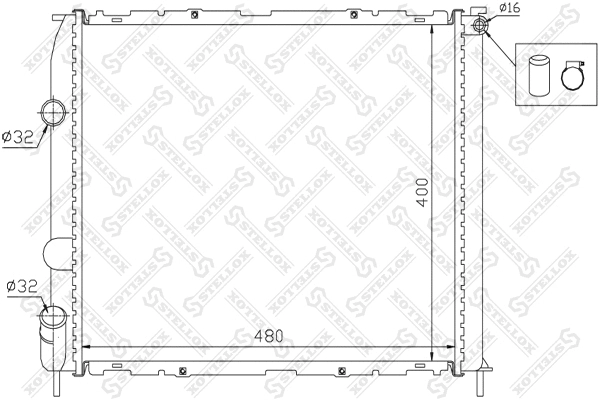 Radiator, engine cooling (10-26199-SX)
