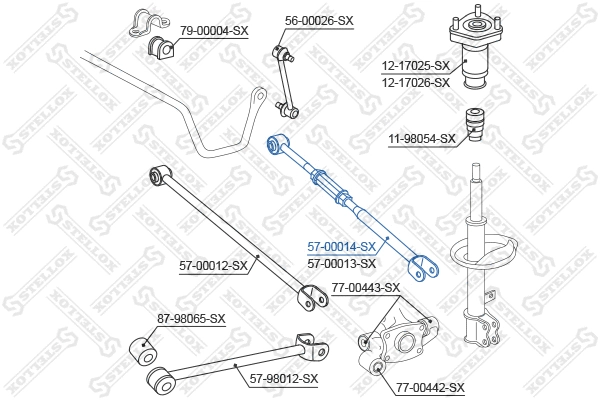 Control/Trailing Arm, wheel suspension (57-00014-SX)