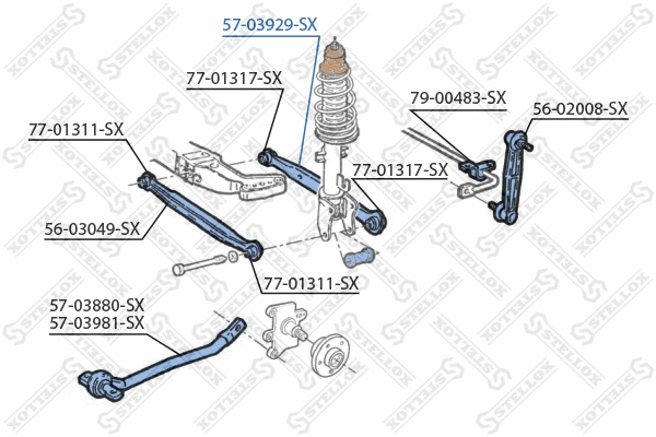 Control/Trailing Arm, wheel suspension (57-03929-SX)