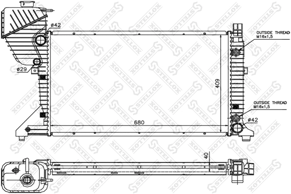 Radiator, engine cooling (10-25403-SX)