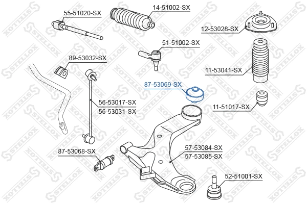 Mounting, control/trailing arm (87-53069-SX)