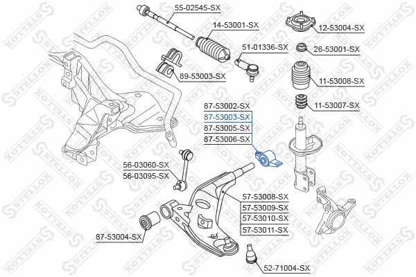 Mounting, control/trailing arm (87-53003-SX)
