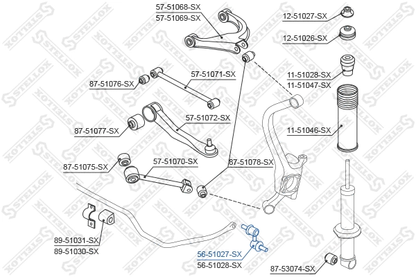 Link/Coupling Rod, stabiliser bar (56-51027-SX)