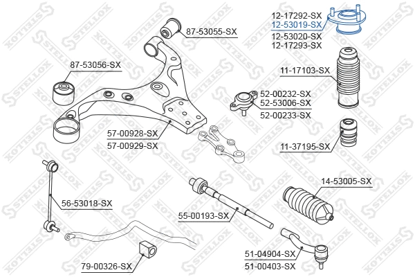 Suspension Strut Support Mount (12-53019-SX)