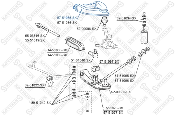 Control/Trailing Arm, wheel suspension (57-51055-SX)