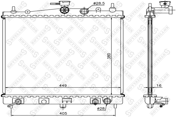Radiator, engine cooling (10-25190-SX)