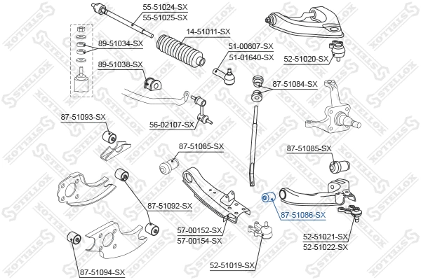Mounting, control/trailing arm (87-51086-SX)