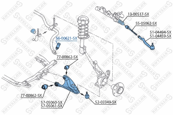 Link/Coupling Rod, stabiliser bar (56-00621-SX)