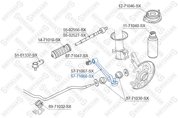 Control/Trailing Arm, wheel suspension (57-71068-SX)