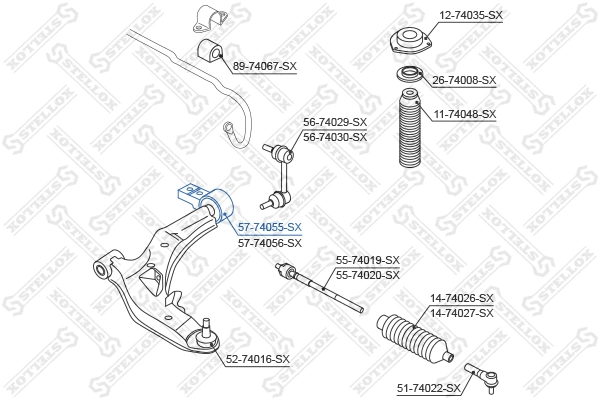 Control/Trailing Arm, wheel suspension (57-74055-SX)