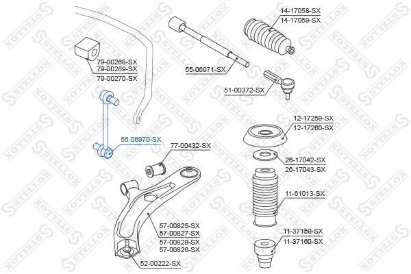 Link/Coupling Rod, stabiliser bar (56-06970-SX)