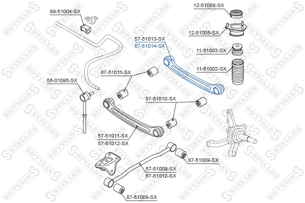 Control/Trailing Arm, wheel suspension (57-51014-SX)