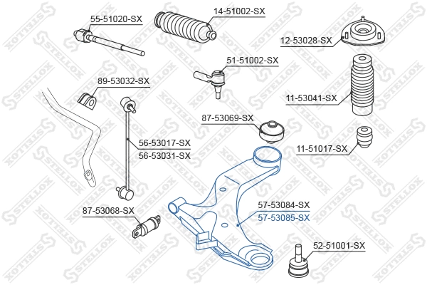 Control/Trailing Arm, wheel suspension (57-53085-SX)