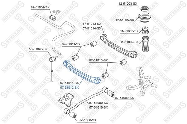 Control/Trailing Arm, wheel suspension (57-51012-SX)