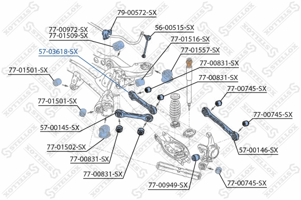 Control/Trailing Arm, wheel suspension (57-03618-SX)