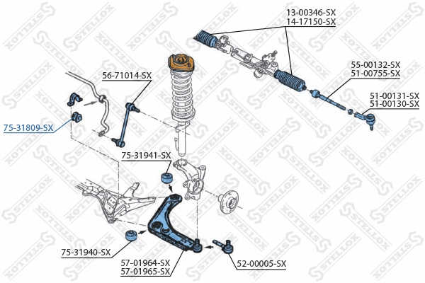 Mounting, stabiliser bar (75-31809-SX)