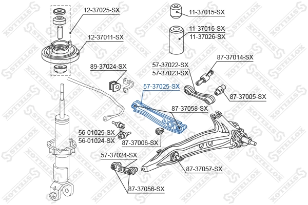 Control/Trailing Arm, wheel suspension (57-37025-SX)