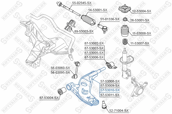 Control/Trailing Arm, wheel suspension (57-53010-SX)