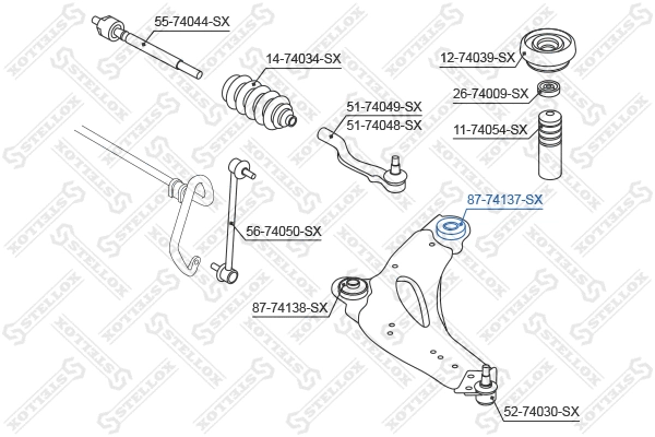 Mounting, control/trailing arm (87-74137-SX)