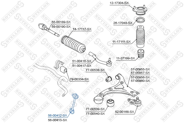 Link/Coupling Rod, stabiliser bar (56-00412-SX)