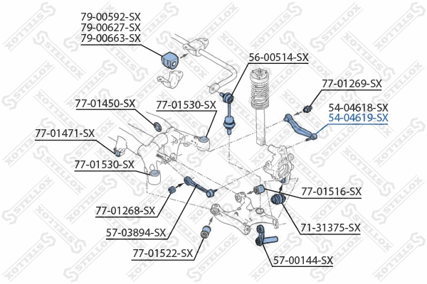 Control/Trailing Arm, wheel suspension (54-04619-SX)