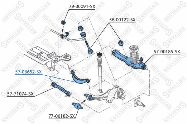 Control/Trailing Arm, wheel suspension (57-03652-SX)