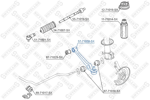 Control/Trailing Arm, wheel suspension (57-71038-SX)