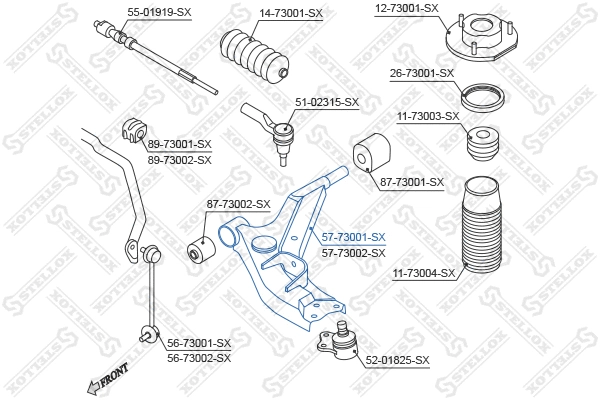 Control/Trailing Arm, wheel suspension (57-73001-SX)