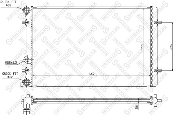 Radiator, engine cooling (10-25006-SX)