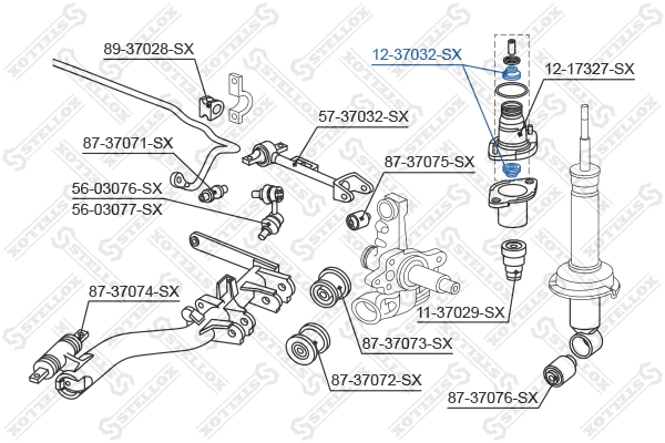 Repair Kit, suspension strut support mount (12-37032-SX)
