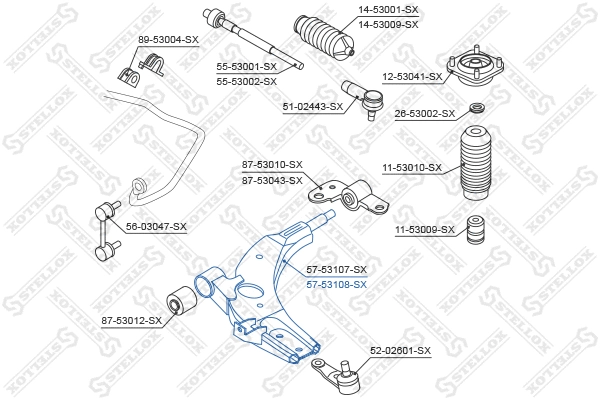 Control/Trailing Arm, wheel suspension (57-53108-SX)