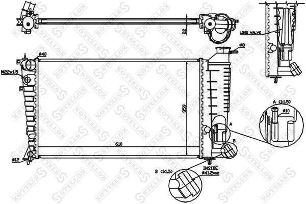 Radiator, engine cooling (10-25671-SX)