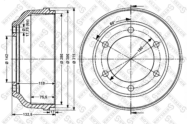 Brake Drum (6026-2509-SX)