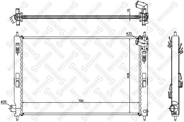 Radiator, engine cooling (10-25349-SX)