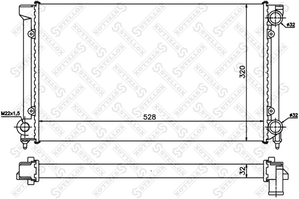 Radiator, engine cooling (10-25003-SX)