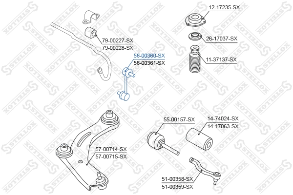Link/Coupling Rod, stabiliser bar (56-00360-SX)