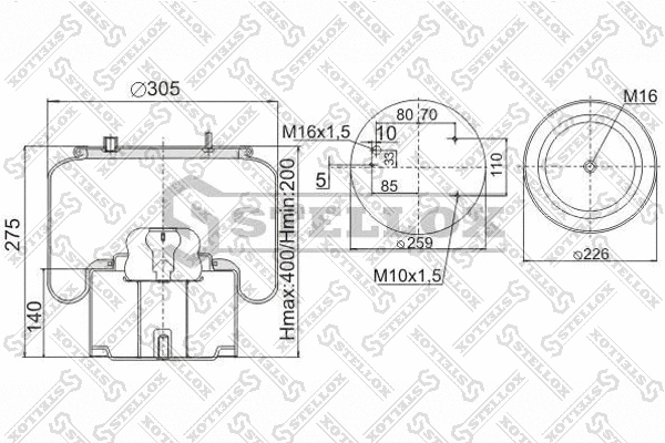 Bellow, air suspension (90-08364-SX)