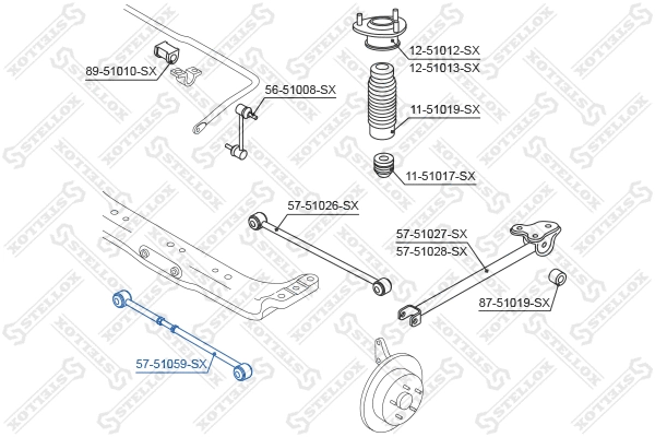Control/Trailing Arm, wheel suspension (57-51059-SX)