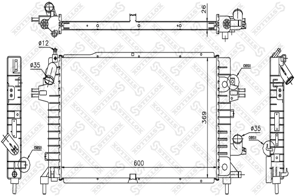 Radiator, engine cooling (10-26056-SX)
