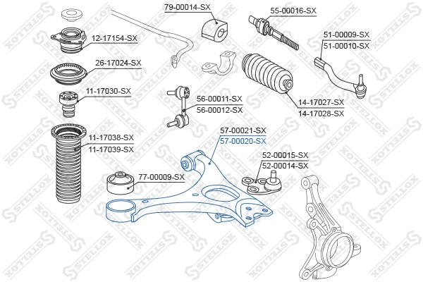 Control/Trailing Arm, wheel suspension (57-00020-SX)