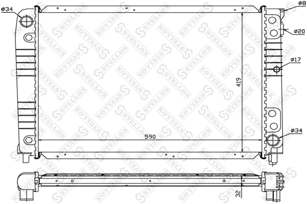 Radiator, engine cooling (10-26448-SX)