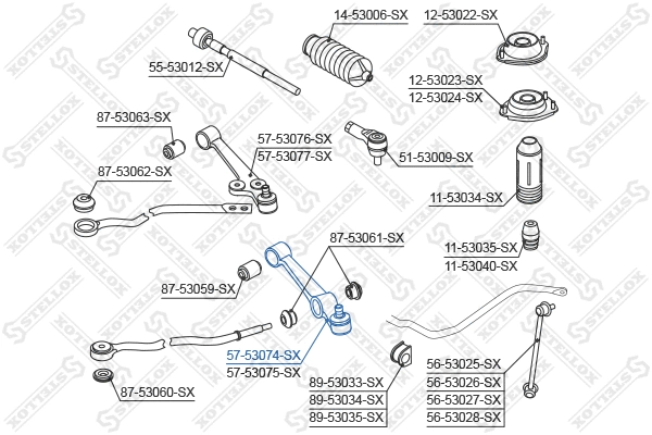 Control/Trailing Arm, wheel suspension (57-53074-SX)