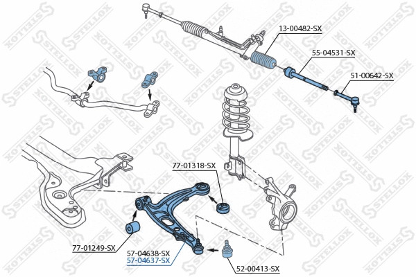 Control/Trailing Arm, wheel suspension (57-04637-SX)