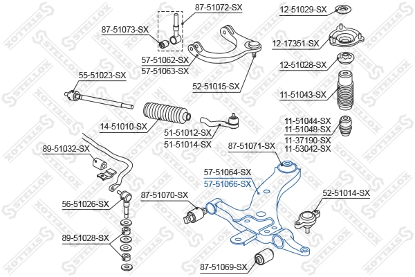 Control/Trailing Arm, wheel suspension (57-51066-SX)