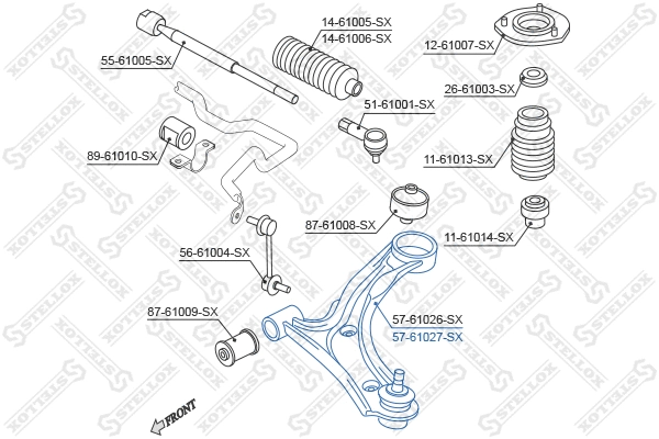 Control/Trailing Arm, wheel suspension (57-61027-SX)