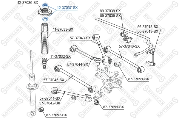 Rolling Bearing, suspension strut support mount (12-37037-SX)