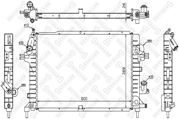 Radiator, engine cooling (10-25388-SX)