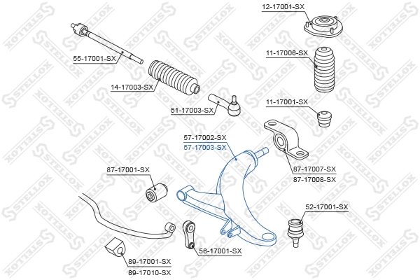 Control/Trailing Arm, wheel suspension (57-17003-SX)